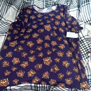 LuLaRoe Purple Blouse with Tiger Print